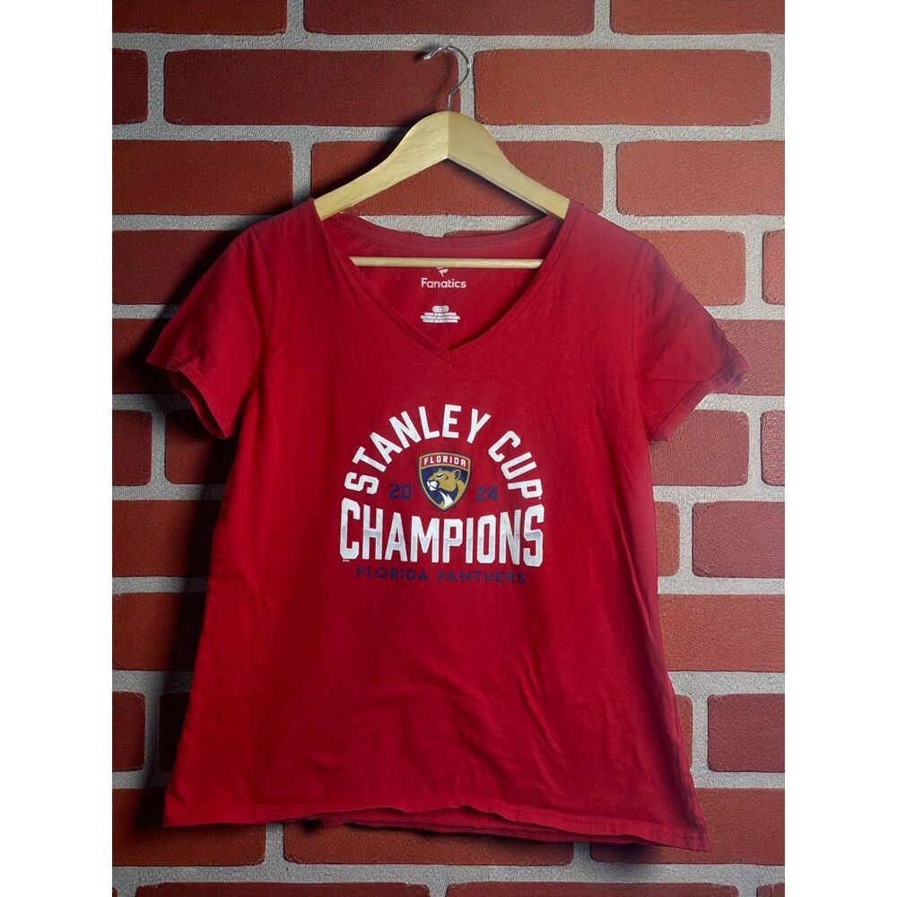 Florida Panthers 2024 Stanley Cup Champions Tee – Red – Women’s Medium